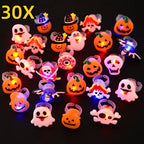 Halloween Luminous Rings Creative Cute Pumpkin Ghost Eye Ghost Pirate Spider Web Children Toys Halloween Flash Finger Rings