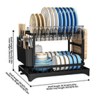 2 Tier Stainless Steel Dish Drying Rack With Drainboard Kitchen Tableware Storage Organizer