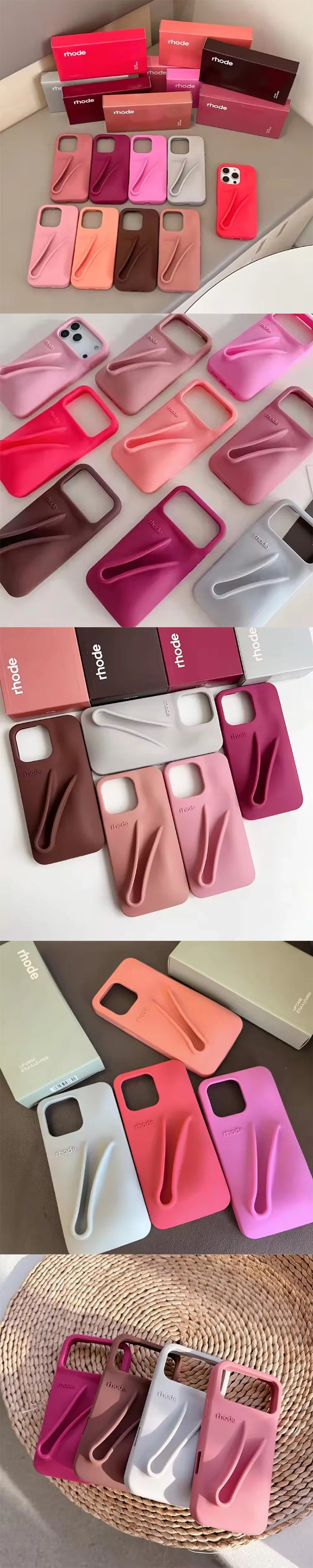 Hot‑Trend Rhode Lip Gloss Holder Cover for iPhone 11‑17, Anti‑Drop 3D Design Thick Silicone Single Shell Phone Accessory