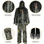 Kids & Adults Zombie Cosplay Costume, Scary Horror Bloody Skeleton  Outfit with Mask Gloves, Halloween Carnival Fancy Dress