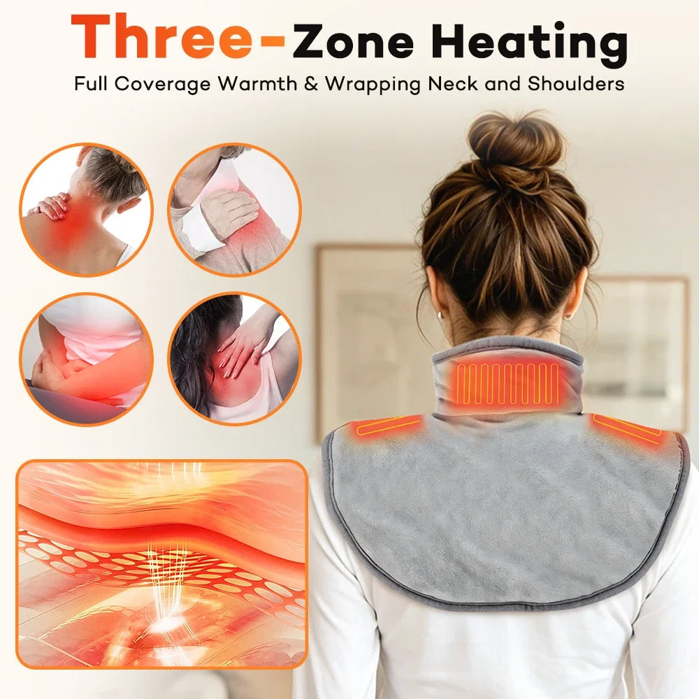 Electric Heating Shoulder Neck Pad USB Heated Back Wrap 3 Heat Level Soft Hot Compress Back Shawl Neck Shoulder Fast Heated Pad