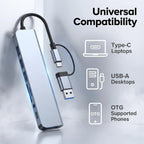 8 in 2 Type C USB HUB Docking Station with 3.5mm Audio Jack for Micro SD Card Reader MacBook Laptop Tablet Phone Disk Converter