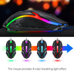 Gaming Keyboard 104 Keys & Gaming Mouse Controller 4-color Breathing Light Mouse 3.5mm Gaming Headset Anti-slip Mouse Pad Combo