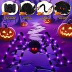 8 Modes Halloween Spider Web Lights Glow Waterproof Luminous Halloween Spider 5m Triangle Scary Giant Spider Bar