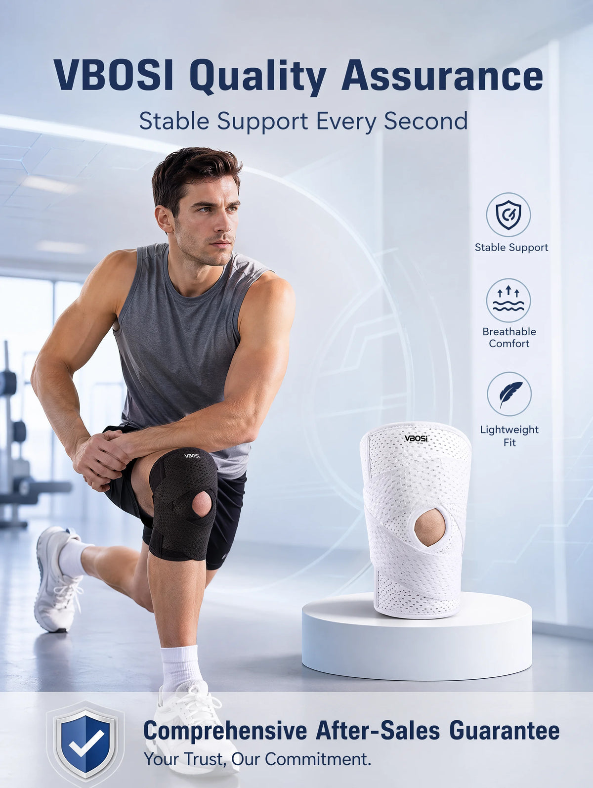 VBOSI Compression Knee Pad For Relieve Meniscal Tear Knee Pain Arthritis Joint Pain Relief Breathable Knee Support