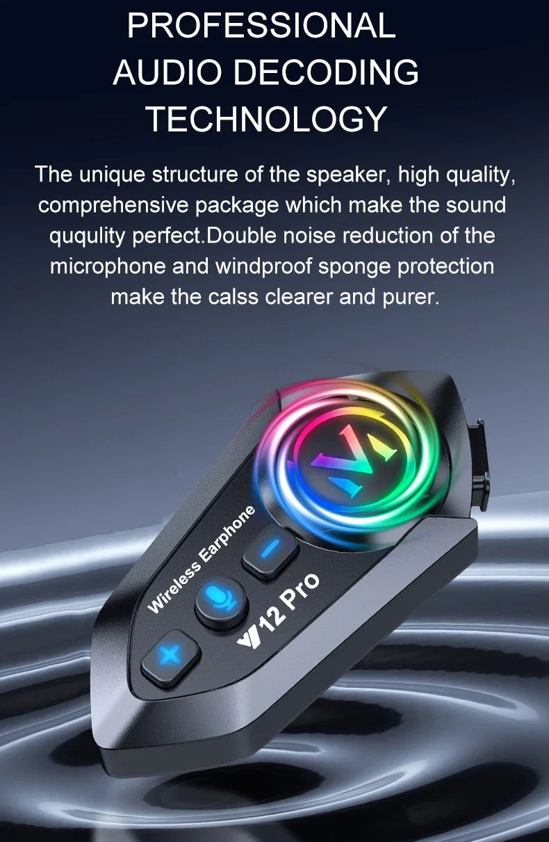 Y20 Pro Motorcycle Helmet Headset Bluetooth 500M Intercom FM Radio Hands-free Call Waterproof Mixing Music Sharing Interphone