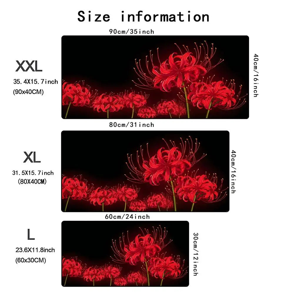 Accessories Long Mousepad Red Spider Lily Mouse Pad XXL Desktop Keyboard Table Pads Large Game Rubber Anti-slip DeskMat Computer