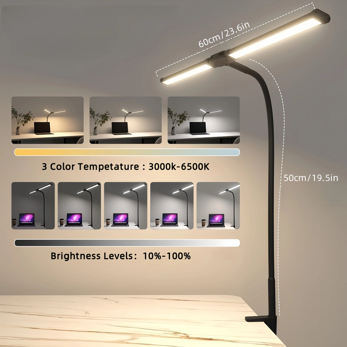 Double Single Head Led Clip Desk Lamp Dimmable Computer Table Lamps Monitor Light Architect Table Lamp for Office Reading Lights