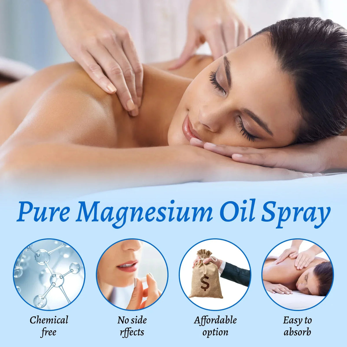 Magnesium Body Oil Spray 60ml 10 Percent Mineral Rich Formula for Muscle and Skin Care Natural Chloride Solution
