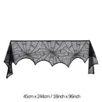 Halloween Table Runner Tablecloth Spider Web Halloween Black Fireplace Mantel Cover for Home Party Halloween Decoration