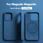 Luxury For Magsafe Wireless Charge Case For Apple iPhone 15 14 13 11 16 17 Pro Max 17 Air Plus Liquid Silicone Shockproof Cover