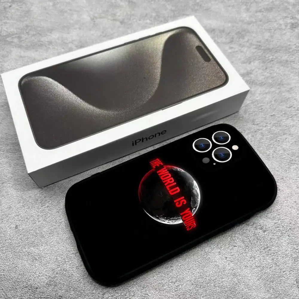 S-Scarface 1983 Film Phone Case For iPhone 17,16,15,14,13,12,Pro,Max,Plus,E,SE4,Air,Mini Black Soft Box