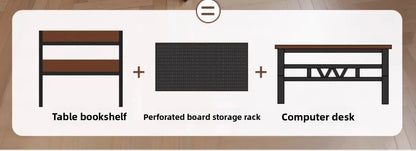 Gaming Desk with Bookshelf and Pegboard Computer Desk with Storage Shelf Home Office Study Desk for Bedroom Small Space