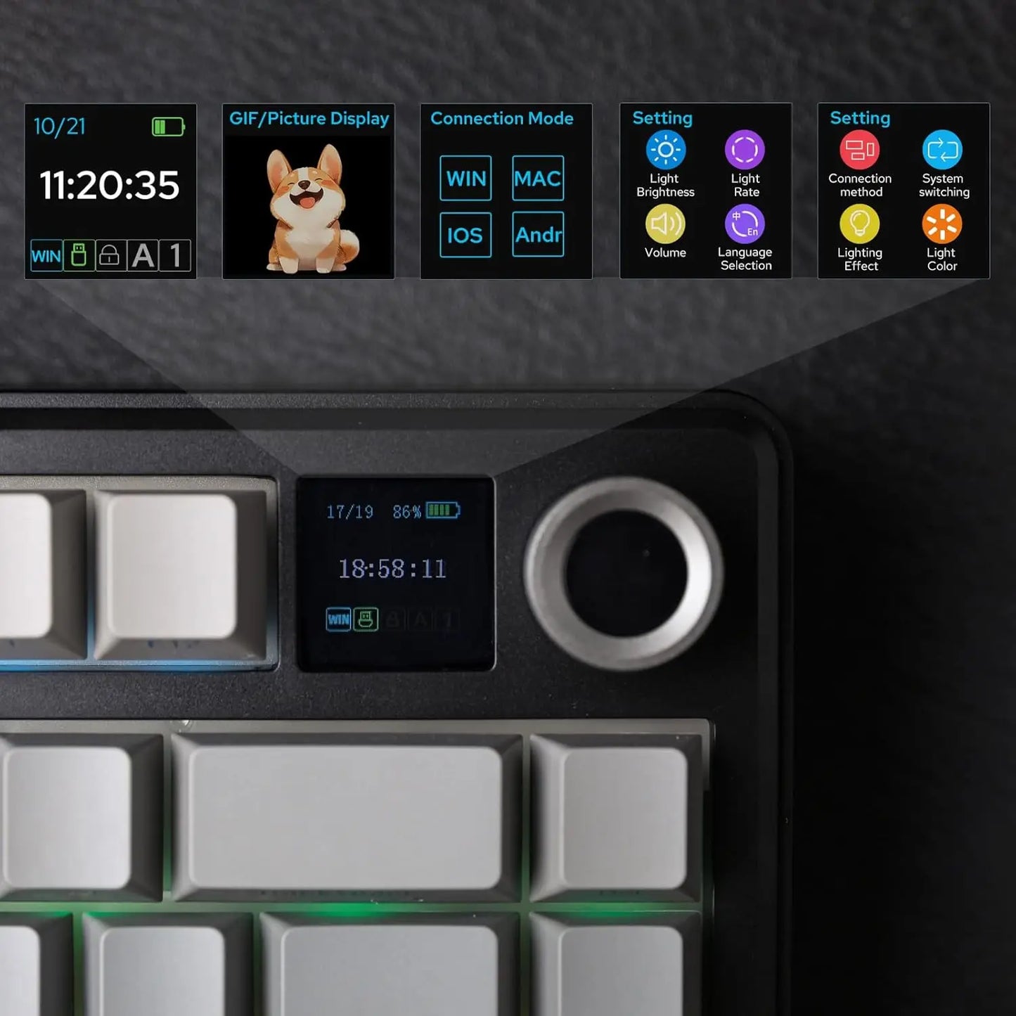 Aula F75 MAX Wireless Mechanical Keyboard With TFT Screen and Knob Gasket RGB Backlight Gaming Keyboard in 75% Layout Hot-Swap