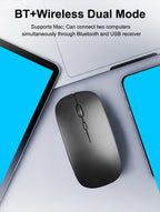 Wireless Mouse Dual Modes Bluetooth-compatibl 2.4G Portable Office Mouse for Laptop Notebook PC MacBook Battery Gaming Mouse