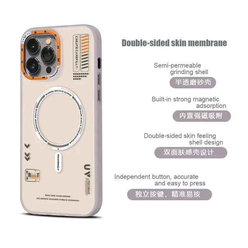 Matte Magnetic Phone Case For iPhone 17 16 15 14 13 Pro Max Air Magsafe Wireless Charge Frosted Metal Lens Frame Buttons Cover