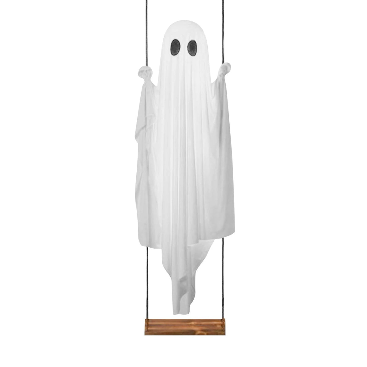 Hanging Swing Ghost Halloween Decoration Cute White Ghost with String Light Spooky Ghost Ornament for Porch Yard Trees