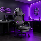 Gaming Chair, Video Game Chair with Pocket Spring Cushion and Footrest, Height Adjustable Computer Chair with Swivel Seat and H