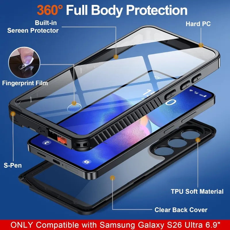 IP68 Waterproof Case For Samsung S26 Ultra S25 S24 Ultra Plus A57 A37 Full Body Protective Cover Swim Underwater Diving Fundas