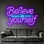 Believe in Yourself LED Neon Sign, Inspirational Quote Neon Decor, Motivational Wall Decor for Bedroom Office Gym Dorm Room Aest