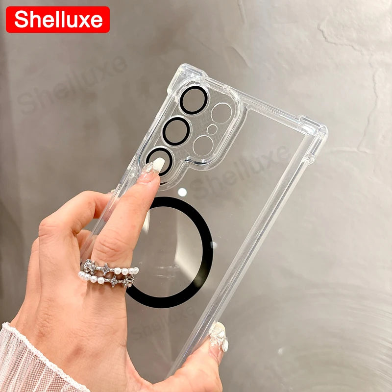 For IPhone17 IPhone18 ProMax Transparent Armour Magnetic Case Shelluxe For iPhone 18 17 Pro Max 17Air Cases Luxury Corners Cover