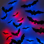 Halloween 3D Stereoscopic Bat LED Night Light PET Wall Decal Home Festival Party Indoor Wall Decoration Lamp