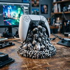 Dark Skeleton Stack Game Stand - Punk Style Base for PS5/Xbox/Switch, Creative Desk Organizer & Gift for Gamers.