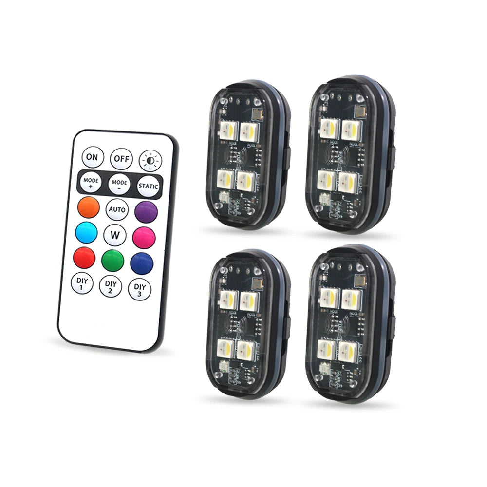 2/4/6x 8colors Car Interior Decorative Light, Car Interior Ambient Light with Remote Control, Long Standby Car Decorative Light,