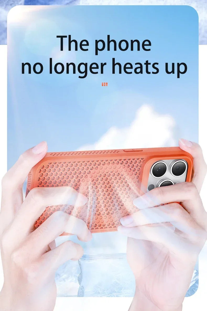 Cooling Heat Dissipation Phone Case For iPhone 17 18 16 15 14 13 12 11 Pro Max Breathable Hard Back Magnetic Cover For Magsafe