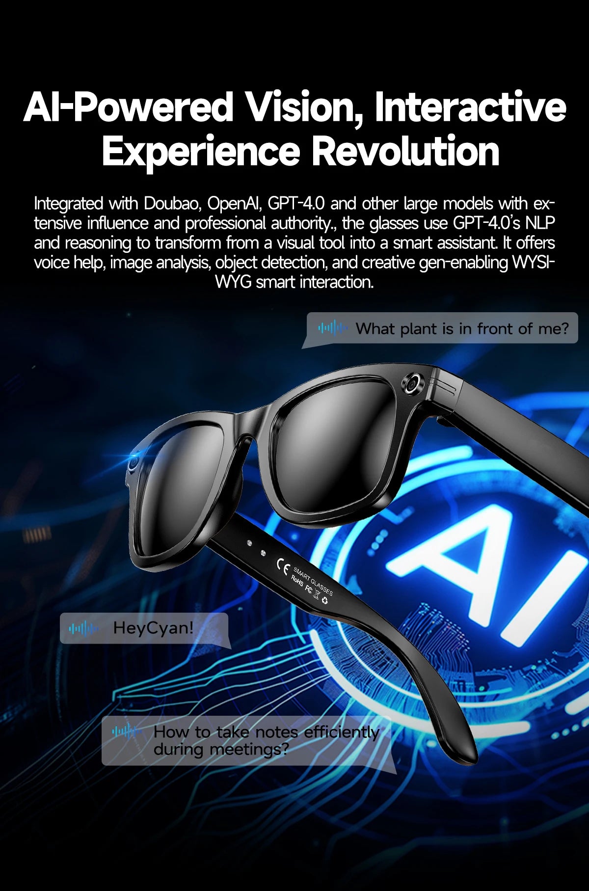 New 800W Camera AI Glasses Men Color-Changing Smart Translation Glasses Photo Video Recording Waterproof Call Smart Sunglasses