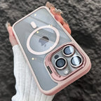 Luxury Magnetic Shockproof Phone Case For iPhone 16 15 14 13 12 17 18 Pro Max For Magsafe Funda Stand Glass Lens Protector Cover