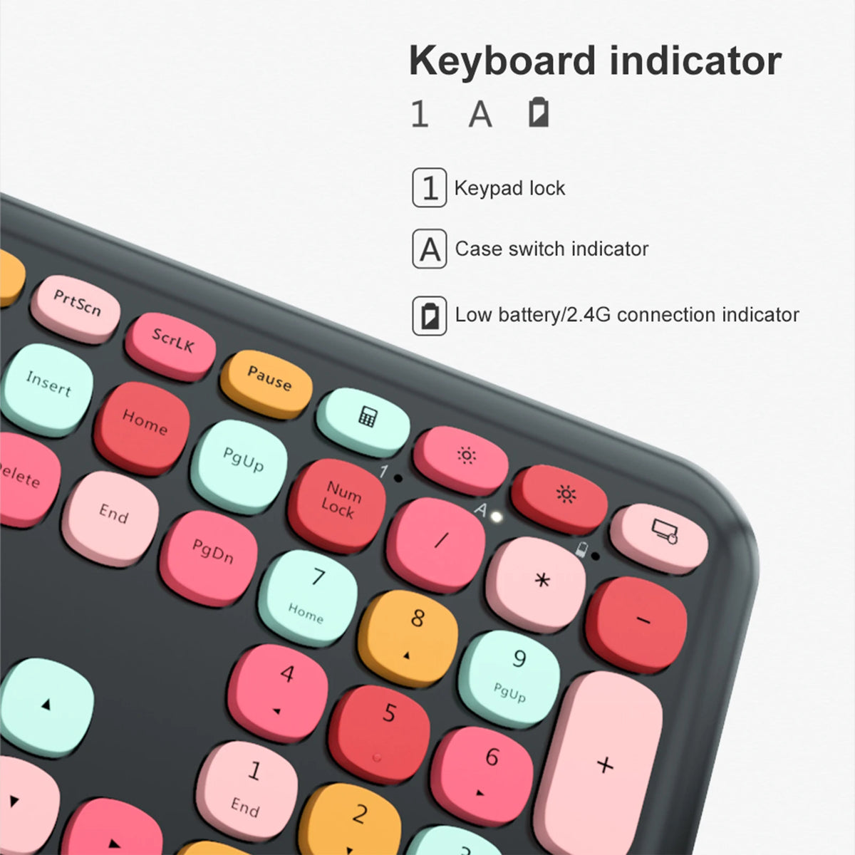 MOFii Wireless Keyboard & Mouse Combo, Cute Macaron Cat Paw Round Keycaps Silent Office Set for Laptops and Desktops