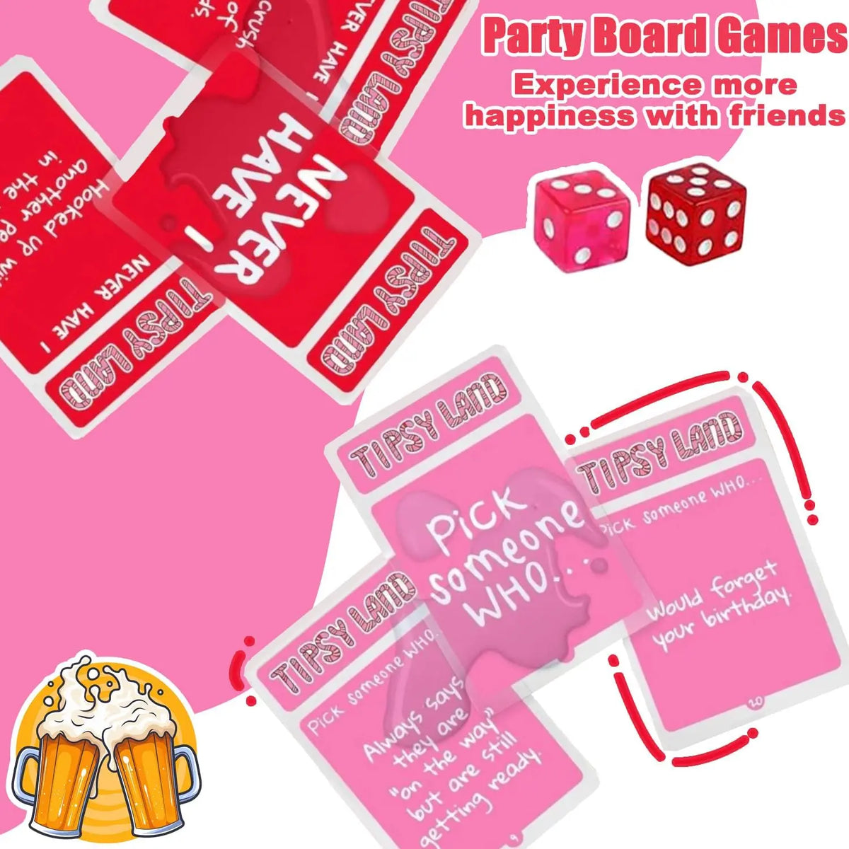 Adult Drinking Game Set - Perfect for Parties & Holiday Season Eve Gatherings, Interactive Fun Board Games