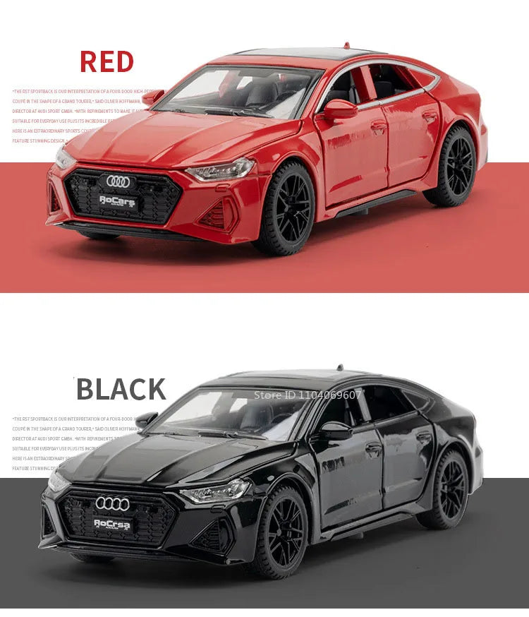 1:32 RS7 Sportback Miniature Model Toy Cars Alloy Diecast 6 Doors Opened with Pull Back Rubber Tires Ornament Vehicle Toys Gifts