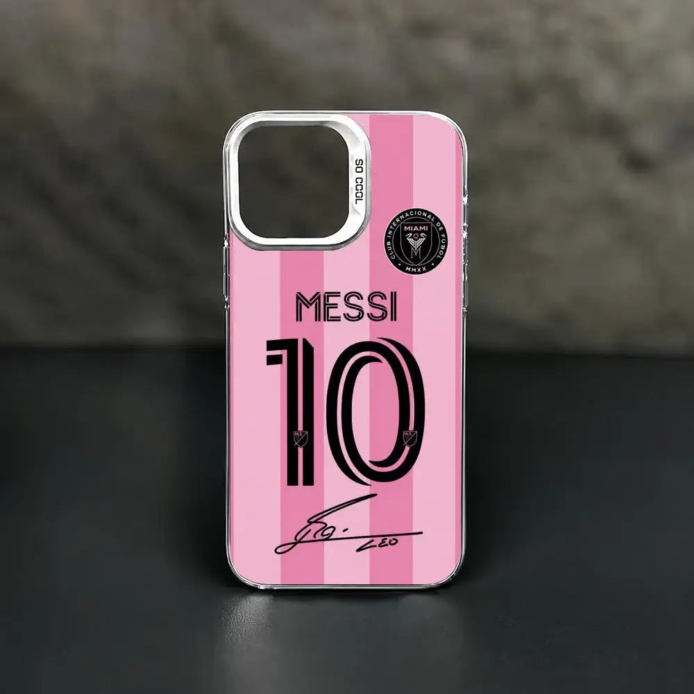 Messi Number 10 Gradient Silver Shockproof Phone Case For iPhone 11 To 17