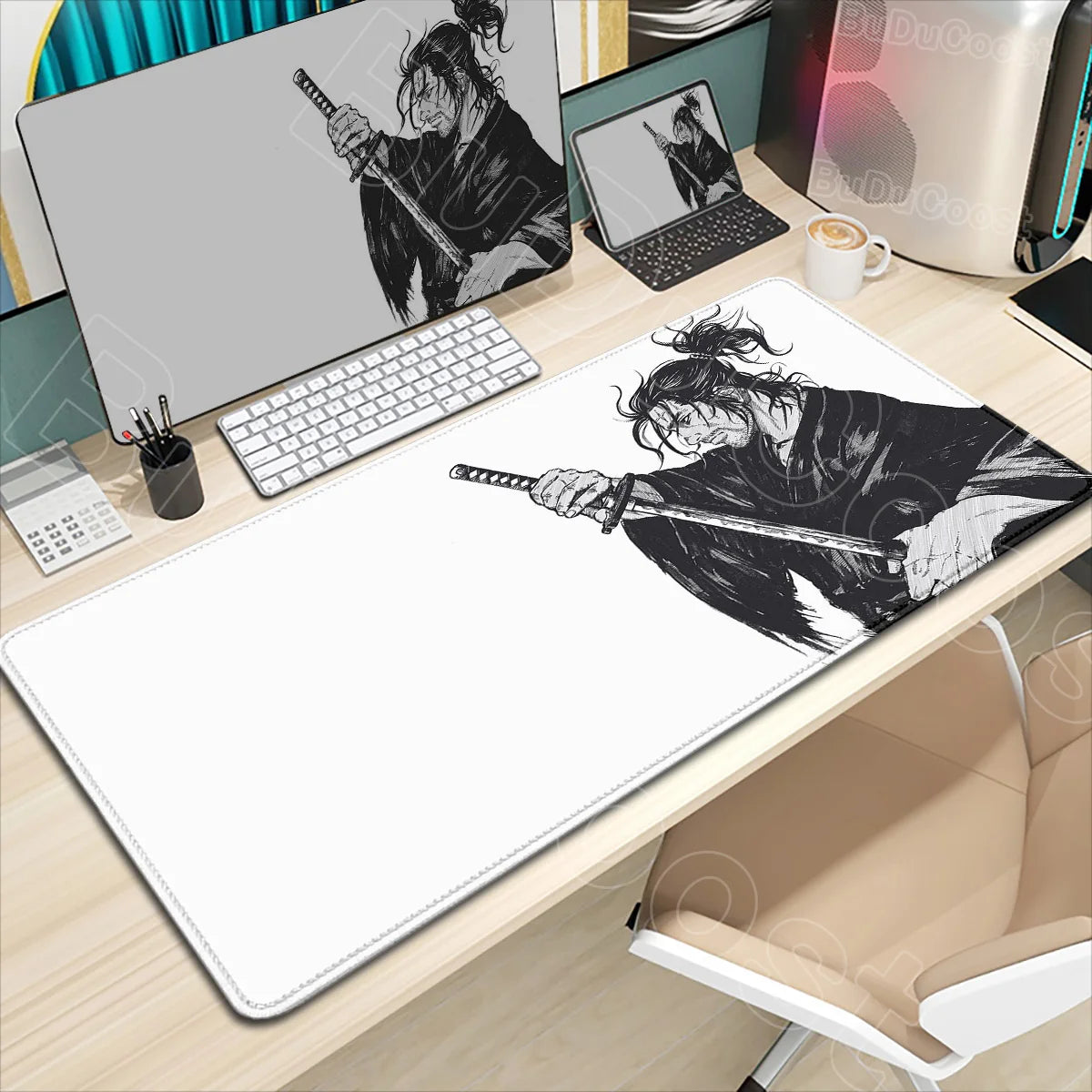 New HD Printing Miyamoto Musashi Vagabond Manga Mousepad Large Gaming Compute XXL PC Keyboard Mouse Mat Non-slip Rubber Desk Mat