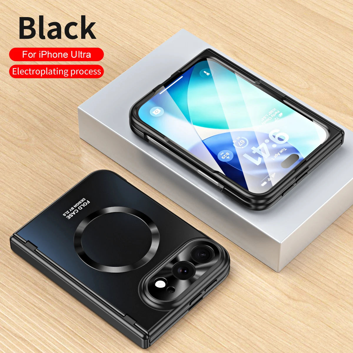 Magnetic All-included Hinge for Magsafe Case For iPhone Duo Electroplated Wireless Charge Glass Flim Shockproof Cover