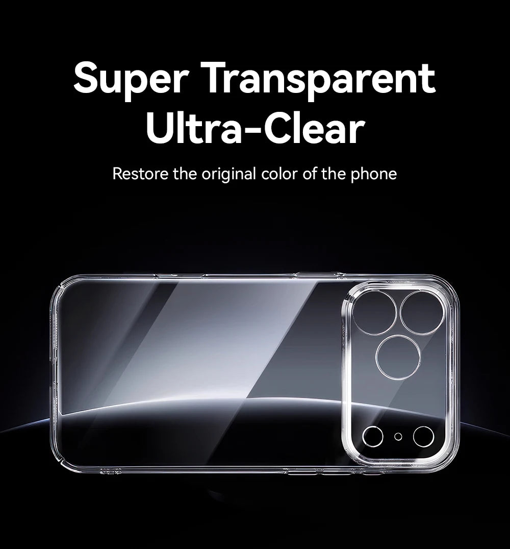 Joyroom Case For iPhone 18 Pro Max Case Crystal Transparent PC Anti-Yellow Lens Protection Cover For iPhone 17 16 15Pro Max Case