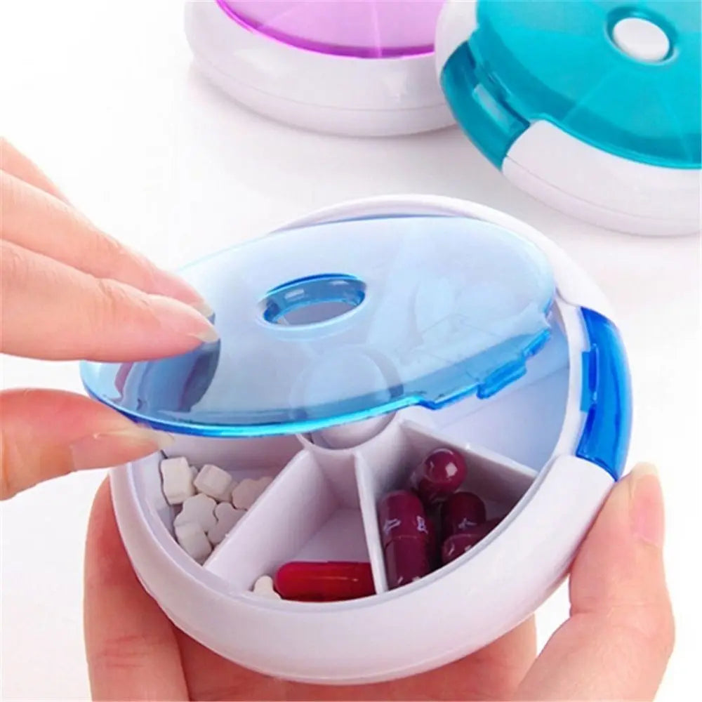 Simple Rotating Seven-grid Pill Box 7 Day Weekly Pill Box Plastic Sealed Travel Pill Case Granule Storage