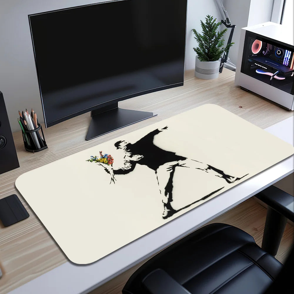 Graffiti Art Banksy S Mouse Pad Large Desk Mat Keyboard Ergonomic Office Rubber Game PC Non-slip Anti-fray Home Custom Best Pric