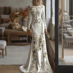 New Halloween White Bone Skeleton Long Sleeved Dress Dark Rose Printing Flower Slimming Holiday Party Dress 2026