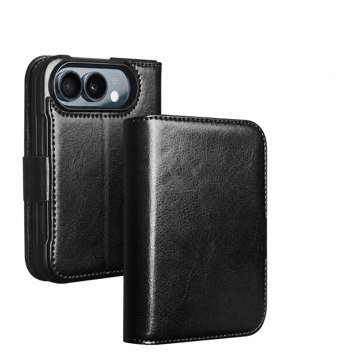 For iPhone Duo Luxury NAPPA Genuine Leather Magnetic Flip Case with MagSafe Premium Cowhide Business Cover For iPhone 18 Ultra