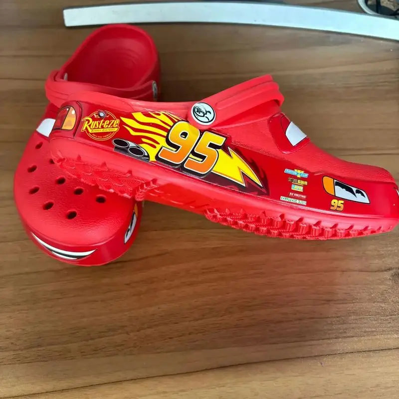 Lightninged 95 Cars Adults Hole Slippers Cartoon Solid Waterproof Slippers Outdoor Beach Sandals Breathable Eva Shoes