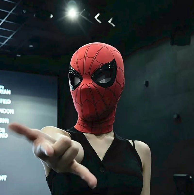 2026 Popular Breathable Spider Man Headset with Chin Operable Blink Touch Glowing Mask Miles Halloween Cosplay Boys Headgear Toy