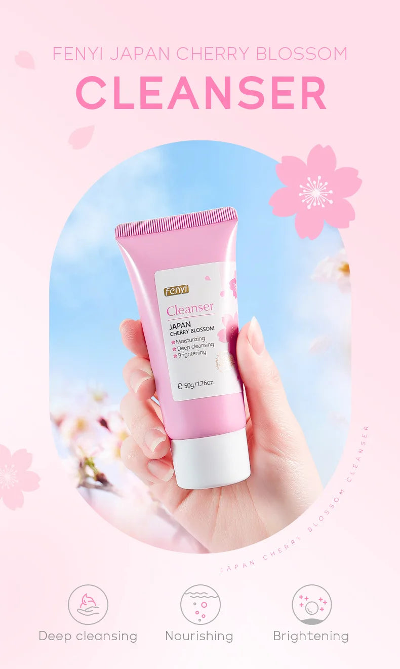 Vitamin C Sakura Facial Cleanser Face Wash Foam Foam Face Cleanser Moisturizing Whitening Anti-aging  Wrinkle Skin Care