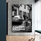 It all starts with a Dream Quote Art Poster Cat Motivational Wall Art Canvas Painting Modern Office Wall Art Home Room Pictures