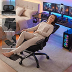 Ergonomic Office Chair High Back Mesh with 2D Adjustable Headrest Retractable Footrest 66° Rotating 2.6' Lifting Thick Sponge Seat Lumbar Support Quiet Swivel Casters for Home Office