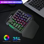 Ergonomic 35-Key Gaming Keyboard with RGB Lighting USB Powered One-Handed Design Thin Film Keys for Enhanced Gaming Experience