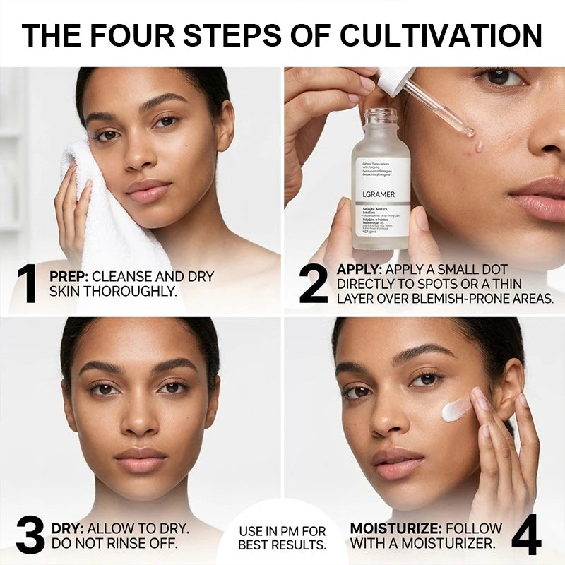 2% Salicylic Acid Facial Serum, Anti-Acne Essence for Troubled Skin, Deep Hydrating & Pore Cleansing Daily Facial Skin Care