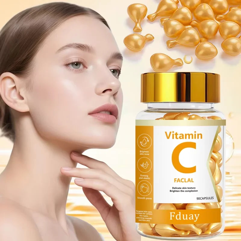 Vitamin C Deep Moisturizing Capsule Essence, Deep Moisturizing and Skin Brightening Essence (0.5ml X 90 Capsules) 1 Bottle